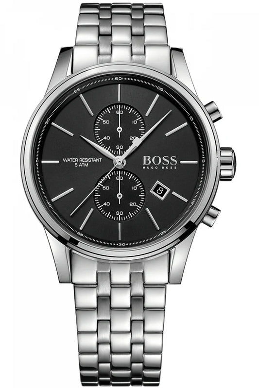 Montre Hugo Boss Jet pour Homme avec Cadran Noir et Bracelet en Acier Inoxydable Argenté - Modèle 1513383