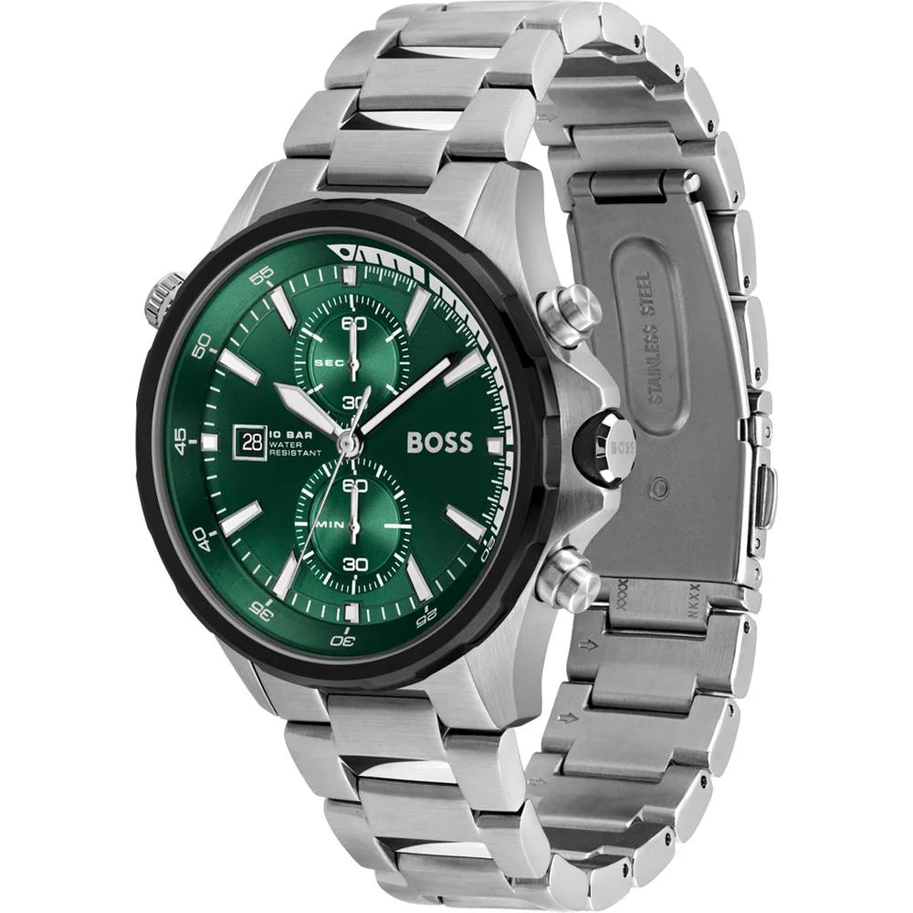 Montre Hugo Boss Globetrotter pour Homme avec Cadran Vert et Bracelet en Acier Inoxydable - Référence 1513930