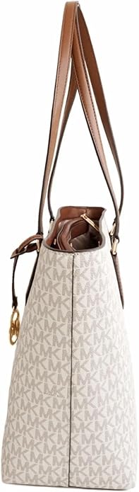 Sac Michael Kors Sheila Mid Fastener Tote Large en Cuir Signature MK - Crème Clair