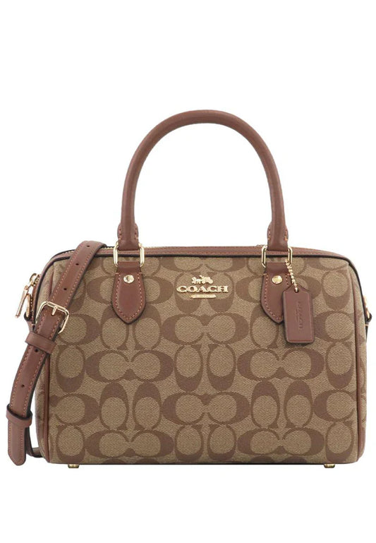 Sac Coach Rowan Satchel en Toile Signature - Marron