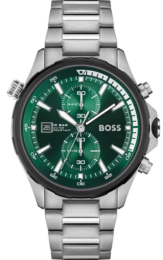 Montre Hugo Boss Globetrotter pour Homme avec Cadran Vert et Bracelet en Acier Inoxydable - Référence 1513930