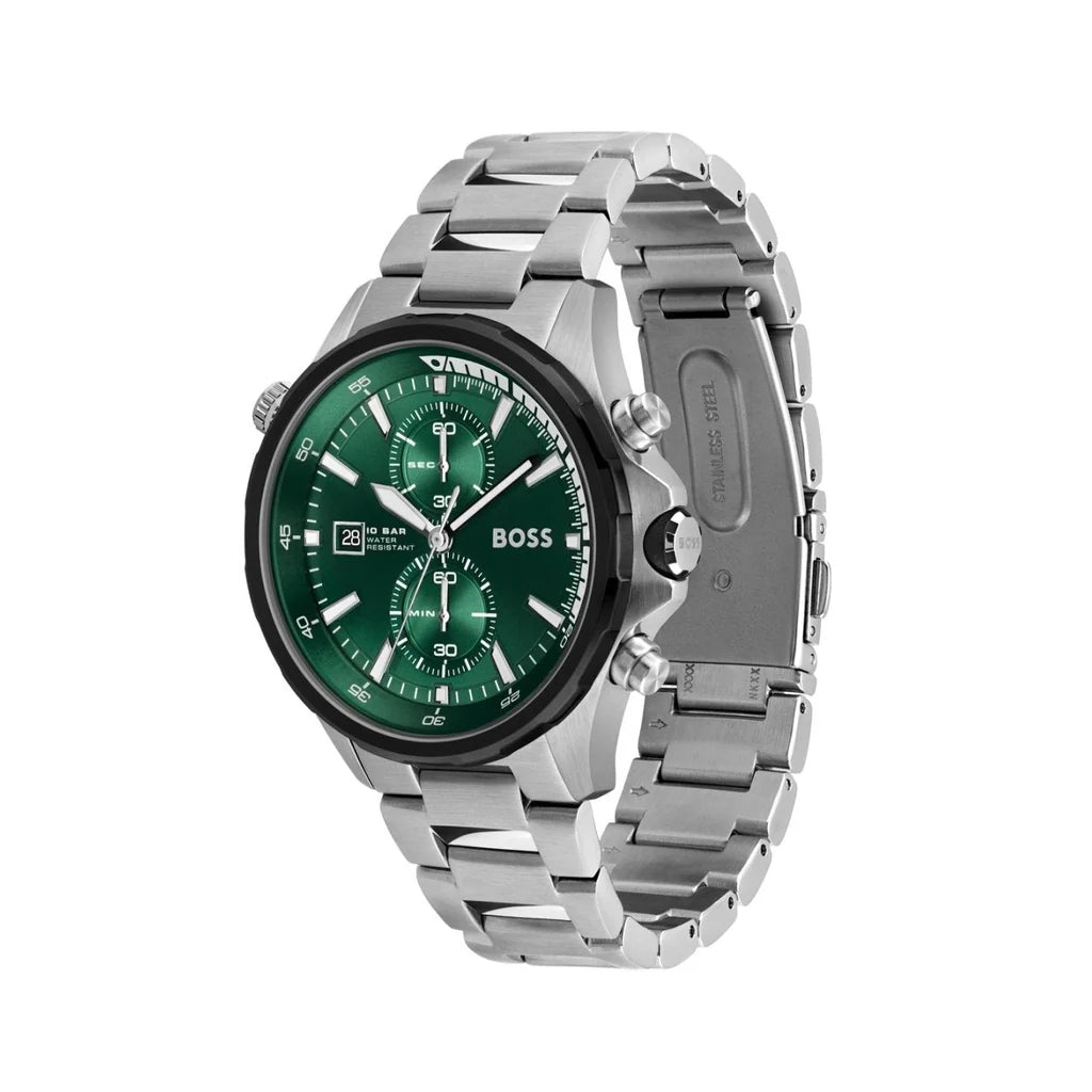 Montre Hugo Boss Globetrotter pour Homme avec Cadran Vert et Bracelet en Acier Inoxydable - Référence 1513930