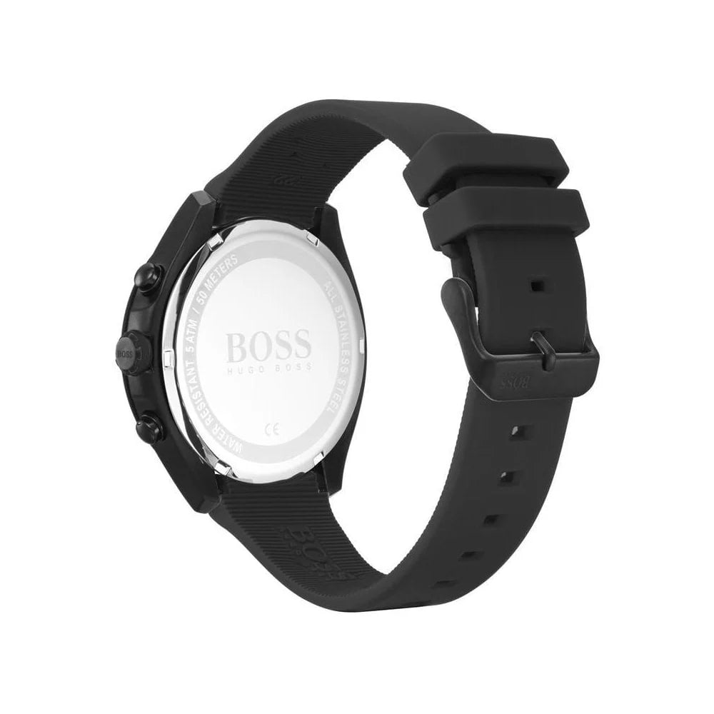 Montre Hugo Boss Velocity pour Homme avec Cadran Noir et Bracelet en Caoutchouc Noir - Référence 1513720